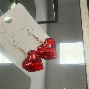 Red Heart Drop Earrings